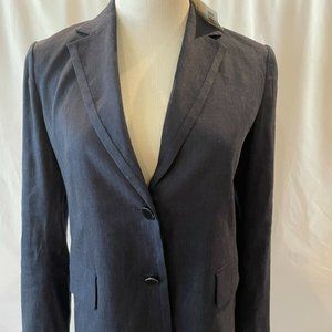 Vince Womens Blazer Jacket Linen Navy Blue Size 4 Fits like 2 $350